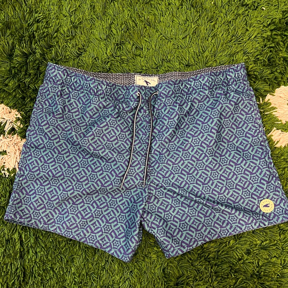 Ted Baker Teal and Navy Patterned Swim Shorts